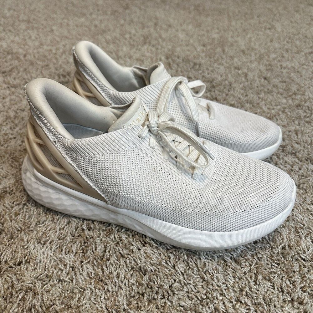 Kizik Men's 8.5 Wide Women's 10 Wide Athens Light Knit Sneakers In White Creme